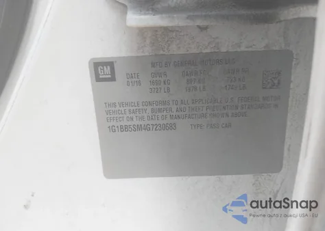 2016 Chevrolet Cruze Ls Manual from USA, damaged, VIN 1G1BB5SM4G7230683